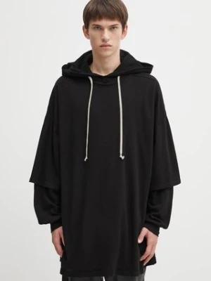 Rick Owens DRKSHDW bluza bawełniana Tommy Hustler męska kolor czarny z kapturem gładka DU02E7271.JDB