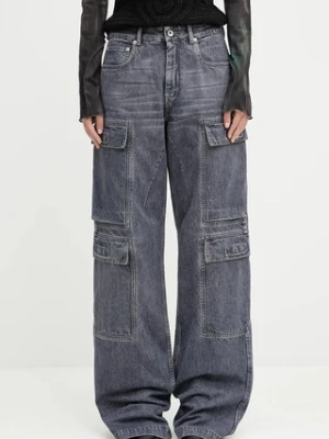 Rick Owens DRKSHDW jeansy bawełniane Double Cargo damskie medium waist DS02E7308.DGY