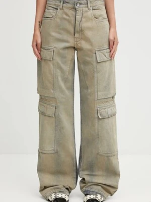 Rick Owens DRKSHDW jeansy bawełniane Double Cargo damskie medium waist DS02E7308.DMP