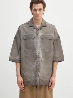 Rick Owens DRKSHDW koszula bawełniana Magnum Tommy męska kolor szary relaxed z kołnierzykiem klasycznym DU01E3290.CVS