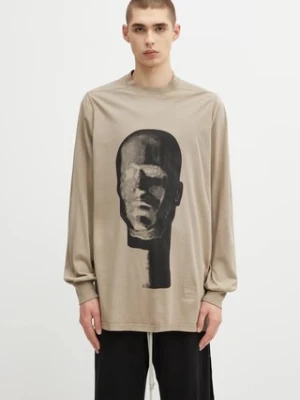 Rick Owens DRKSHDW longsleeve bawełniany Jumbo Ls T kolor beżowy z nadrukiem DU02E7261.RNEP1