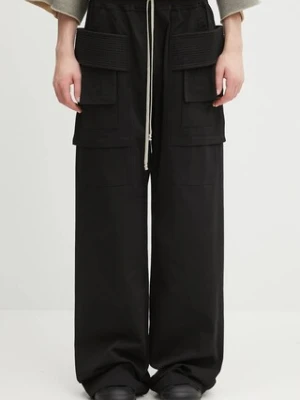 Rick Owens DRKSHDW spodnie bawełniane Creatch Wide Cargo Drawstring męskie kolor czarny proste DU02E7394.TW
