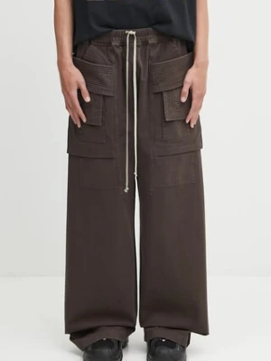 Rick Owens DRKSHDW spodnie bawełniane Creatch Wide Cargo Drawstring męskie kolor szary proste DU02E7394.TW