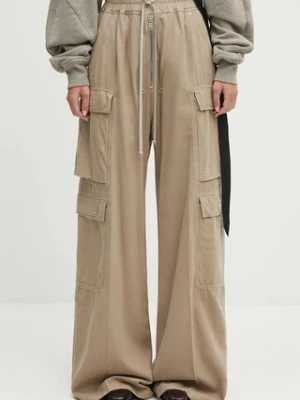Rick Owens DRKSHDW spodnie bawełniane Double Cargo Jumbo Belas damskie kolor beżowy szerokie high waist DS02E7324.CF