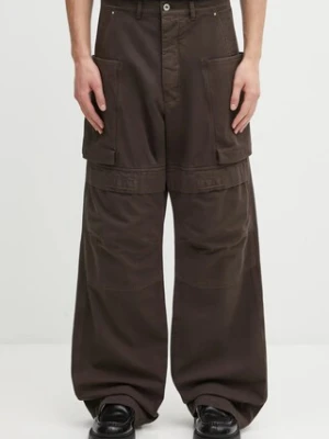 Rick Owens DRKSHDW spodnie bawełniane Stefan Cargo męskie kolor brązowy proste DU02E7368.TW