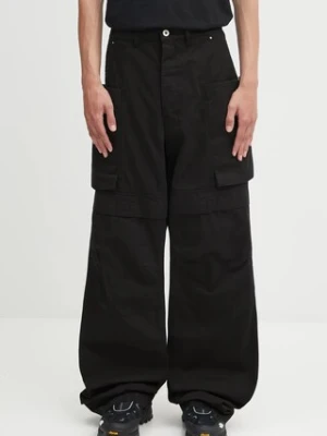 Rick Owens DRKSHDW spodnie bawełniane Stefan Cargo męskie kolor czarny proste DU02E7368.TW
