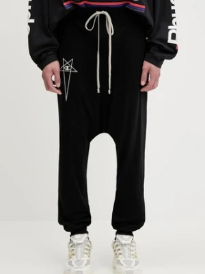 Rick Owens DRKSHDW spodnie dresowe bawełniane Knitted - Prisoner Drawstring 221690 męskie kolor czarny z aplikacją CM01E1690.CHJG
