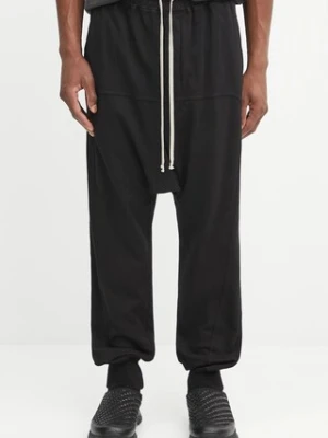 Rick Owens DRKSHDW spodnie dresowe bawełniane Prisoner Drawstring męskie kolor czarny gładkie DU02E7395.RIG