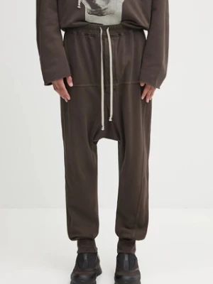 Rick Owens DRKSHDW spodnie dresowe bawełniane Prisoner Drawstring męskie kolor szary gładkie DU02E7395.RIG