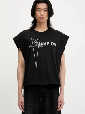 Rick Owens DRKSHDW t-shirt bawełniany Knitted - Micro Tatlin T 221668 męski kolor czarny z aplikacją CM01E1668.CHJG
