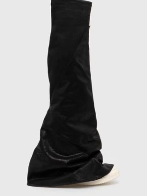 Rick Owens kozaki Denim Boots Fetish damskie kolor czarny na płaskim obcasie DS01D1815.BF.911 Rick Owens DRKSHDW