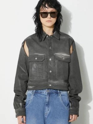 Zdjęcie produktu Rick Owens kurtka Denim Jacket Cape Sleeve Cropped Outershirt damska kolor szary przejściowa DS01D1702.SCF.78 Rick Owens DRKSHDW