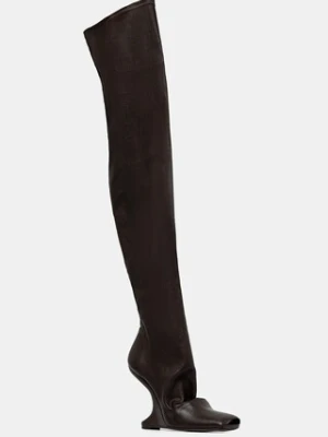 Rick Owens Lilies kozaki skórzane Cantilever 11 damskie kolor brązowy na koturnie LI02E3801.LS