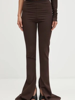 Rick Owens Lilies spodnie Carmen damskie kolor brązowy dzwony high waist LI02E3331.JCV