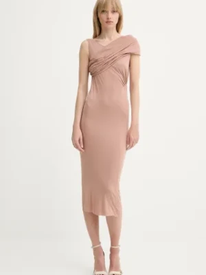 Rick Owens Lilies sukienka kolor beżowy midi dopasowana LI01E4518RV