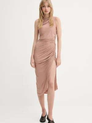 Rick Owens Lilies sukienka kolor beżowy midi dopasowana LI01E4524RV