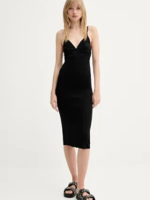 Rick Owens Lilies sukienka kolor czarny midi dopasowana LI01E4530RV