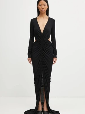 Rick Owens Lilies sukienka Poppy kolor czarny maxi dopasowana LI02E3507.RV