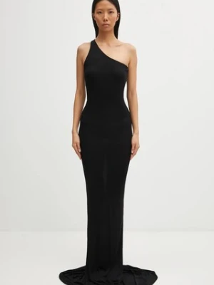 Rick Owens Lilies sukienka wiskozowa One Shoulder Gown kolor czarny maxi dopasowana LI02E3571.RV