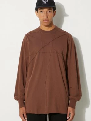 Rick Owens longsleeve bawełniany Jumbo kolor brązowy gładki DU02D2261.RNET1