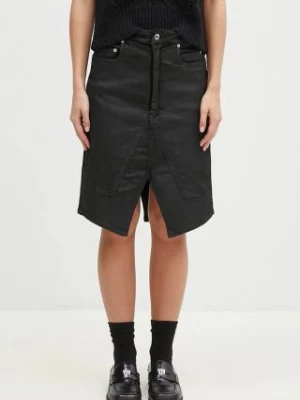 Rick Owens spódnica jeansowa Slivered Skirt kolor czarny mini rozkloszowana DS02D2340.SBW Rick Owens DRKSHDW