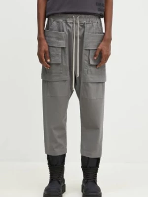 Rick Owens spodnie bawełniane Creatch Cargo Cropped Drawstring kolor szary proste DU02D2371.TW