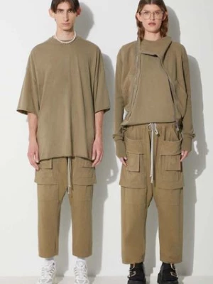 Rick Owens spodnie bawełniane kolor zielony szerokie medium waist