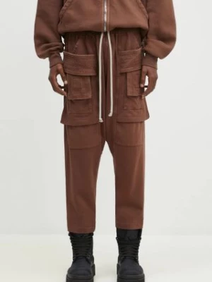 Rick Owens spodnie dresowe bawełniane Creatch Cargo Cropped Drawstring kolor brązowy gładkie DU02D2371.RIG Rick Owens DRKSHDW