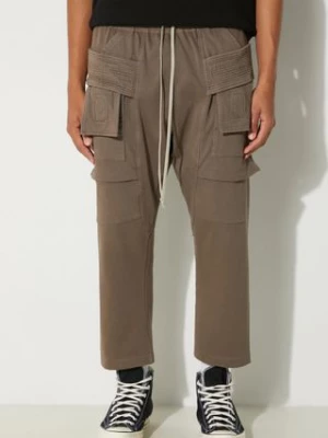 Rick Owens spodnie dresowe bawełniane Creatch Cargo Cropped Drawstring kolor szary gładkie DU02D2371.RIG Rick Owens DRKSHDW