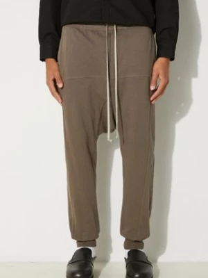 Rick Owens spodnie dresowe bawełniane Prisoner Drawstring kolor szary gładkie DU02D2395.RIG Rick Owens DRKSHDW