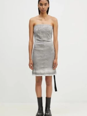 Rick Owens sukienka Splintered Denim Bustier kolor szary mini dopasowana DS02D2501.HSCF Rick Owens DRKSHDW