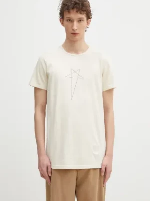 Zdjęcie produktu Rick Owens t-shirt bawełniany Level T męski kolor beżowy z nadrukiem DU01E3250.RNNP3P Rick Owens DRKSHDW