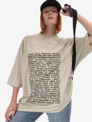 Rick Owens t-shirt Knit Jumbo SS T DU01C6274 RNEP3 męski kolor beżowy z nadrukiem DU01C6274.RNEP3.PEARL-BLACK Rick Owens DRKSHDW