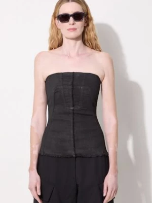 Rick Owens top jeansowy Bustier kolor czarny gładka DS02D2127.SBW Rick Owens DRKSHDW