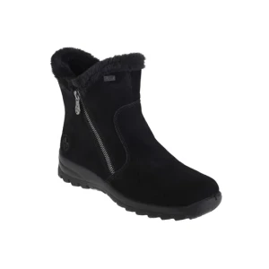 Rieker Booties L7162-00, Damskie, Czarne, buty zimowe, skóra zamszowa, rozmiar: 37