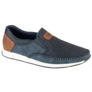 Rieker Moccasins 11954-14, Męskie, Granatowe, półbuty, skóra zamszowa, rozmiar: 40