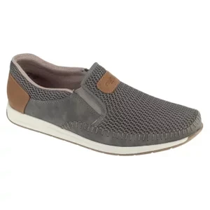Rieker Moccasins 11954-45, Męskie, Szare, półbuty, skóra zamszowa, rozmiar: 40