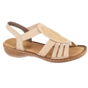 Rieker Sandals 608C0-62, Damskie, Beżowe, sandały, skóra syntetyczna, rozmiar: 36