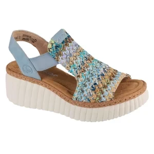 Rieker Sandals 69172-91, Damskie, Niebieskie, sandały, skóra syntetyczna, rozmiar: 38