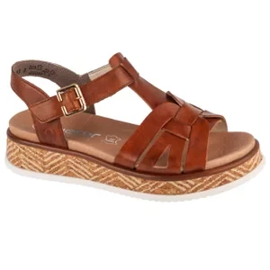 Rieker Sandals W0853-24, Damskie, Brązowe, sandały, skóra naturalna, rozmiar: 36