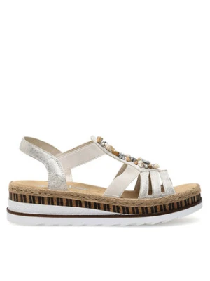Rieker Sandały V7949-90 Srebrne rodowanie