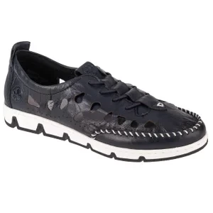 Rieker Shoes 49956-14, Damskie, Czarne, półbuty, skóra naturalna, rozmiar: 36