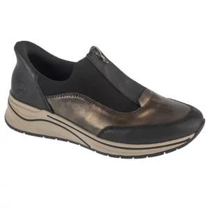 Rieker Shoes N9553-25, Damskie, Czarne, półbuty, skóra syntetyczna, rozmiar: 37