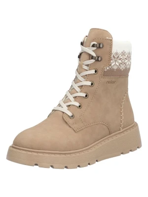 rieker Skórzane botki w kolorze beżowym rozmiar: 40