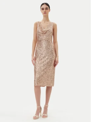 Rinascimento Sukienka koktajlowa CFC0123778003 Złoty Regular Fit
