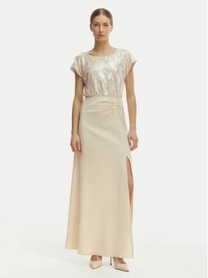 Rinascimento Sukienka wieczorowa CFC0020276002 Beżowy Slim Fit