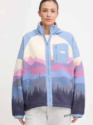 Rip Curl bluza polarowa ANTI-SERIES damska kolor niebieski z kapturem wzorzysta 0AAWFL