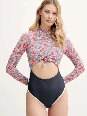 Rip Curl jednoczęściowy strój kąpielowy FLORES kolor granatowy miękka miseczka 0MQWSW
