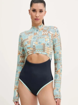 Rip Curl jednoczęściowy strój kąpielowy kolor turkusowy miękka miseczka 0DVWSW