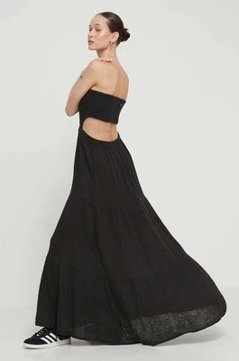 Rip Curl sukienka bawełniana kolor czarny maxi rozkloszowana